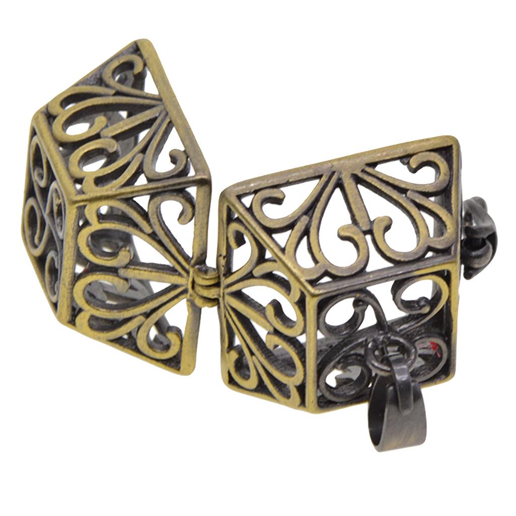 Hollow Magic Box Pendant DIY Necklace Accessories Copper Charms for Decor