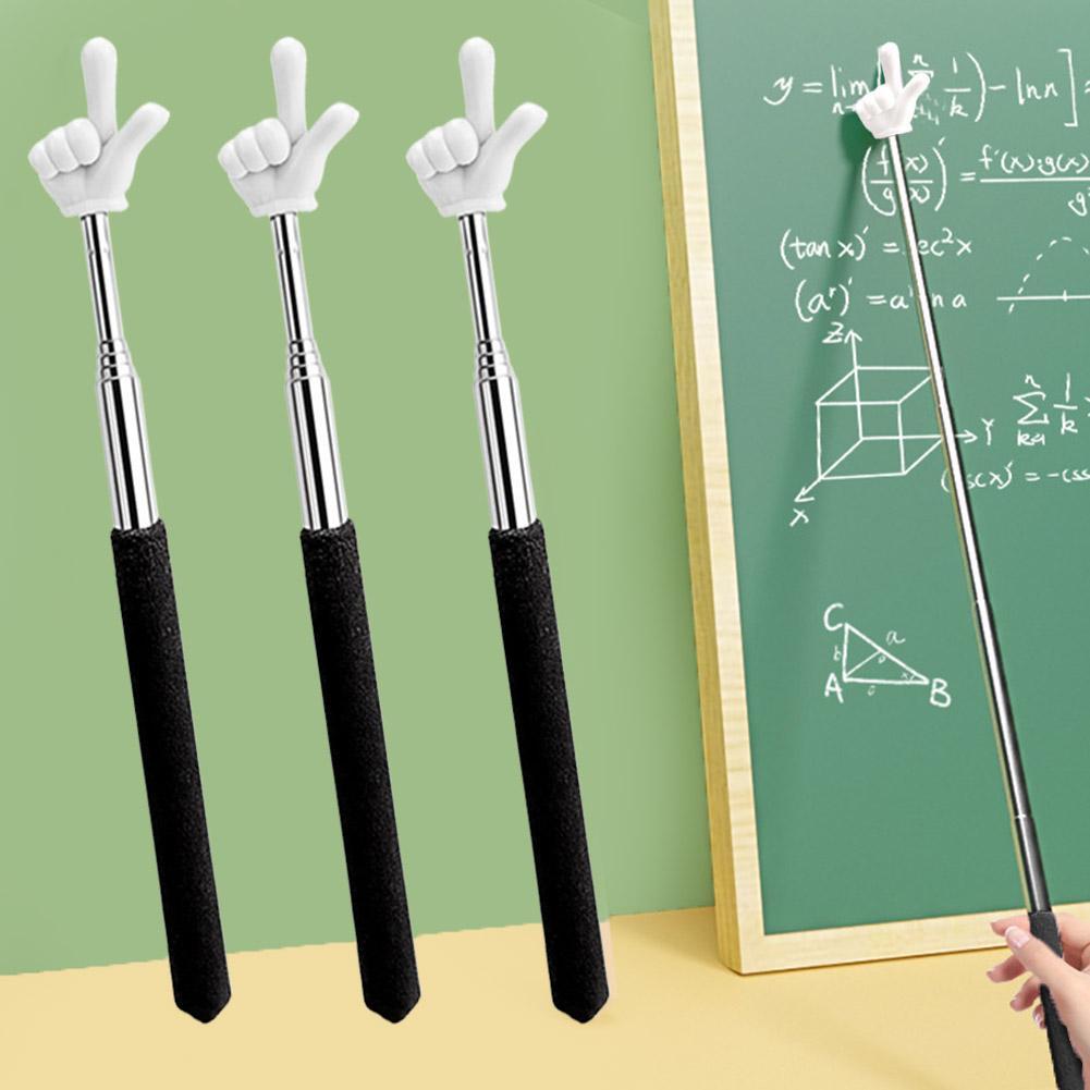 1PC Stainless Steel  School Office Teaching Pointer Telescopic Rod Finger Design Teaching Stick Finger Reading Sticks