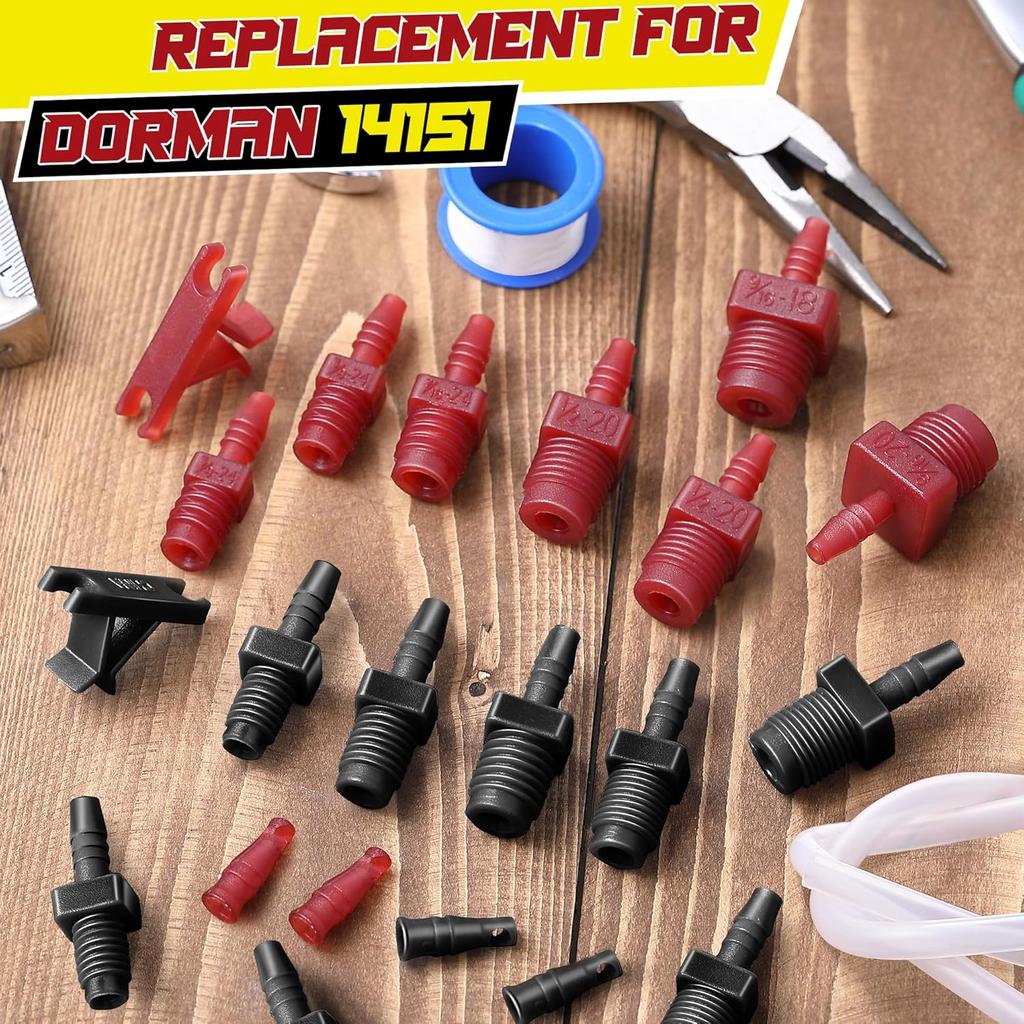 Enhon Master Cylinder Bleeder Kit Complete Brake Bleeder Kit With 22 In Clear Hose, Clip, PTFE Tape, SAE And Metric Fittings Universal Fit(29 Pcs)