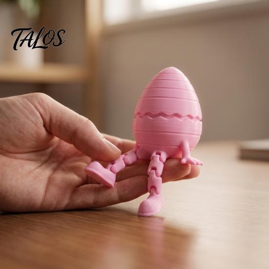 Unique Desktop Display 3D Printed Easter Egg Figurine, Articulated Humanoid Figure with Movable Joints, PLA Plastic Action Figures Shelf Sitter Statue