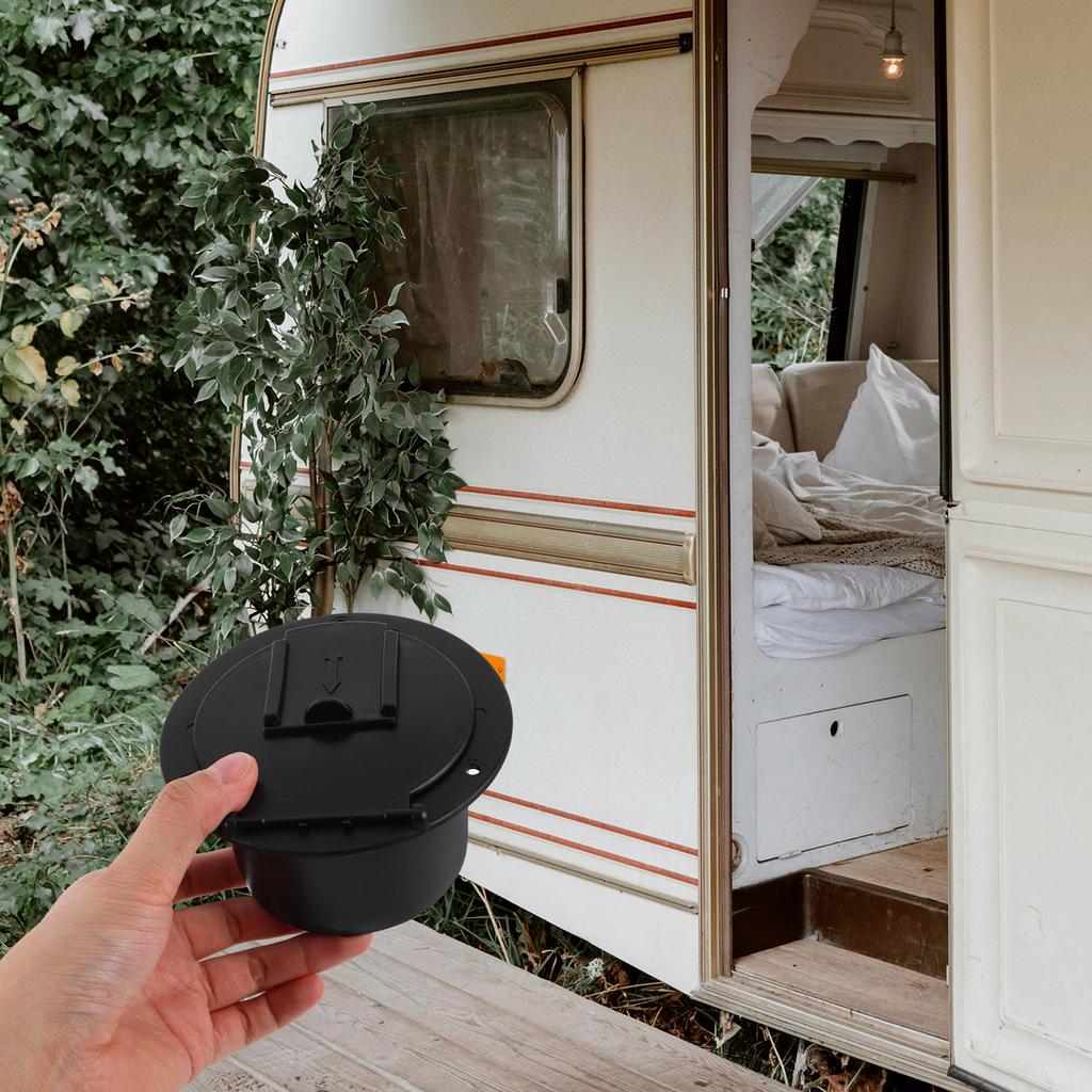 1 Set Black Round Electrical Access Hatch For Rvs Yachts Management Waterproof Storage Durable Plastic Cable Passthrough Hole Rv