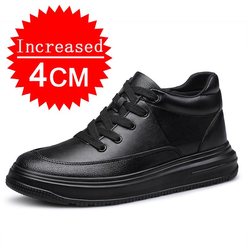 New Men Boots Genuine Leather Elevator Shoes Invisible Height Increase Shoes 4/6/8CM Men Casual Shoes Walking Work Shoes 37-44