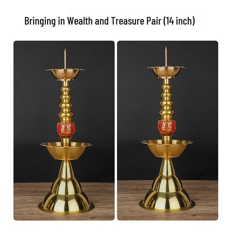 Retro Pure Copper Candlestick for Spring Festival or Weddings