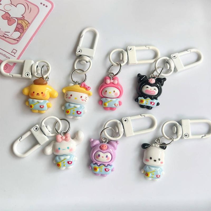 Kawaii Sanrio Kuromi Hello Kitty Cinnamon Dog Keychain Cute Cartoon Car Keychain Pendant School Backpack Decoration Kid Toy Gift