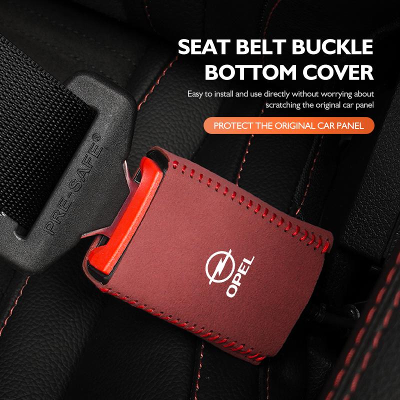 Suede Car Seat Belt Base Buckle Protector Cover Auto Accessories For Opel Vectra Zafira Meriva Mokka Grandland Vivaro Antara BL6