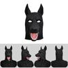 Adults Funny Black Dog Full Head Mask Unisex Funny Animal Latex Mask Headgear Halloween Party Cosplay Costume Accessory