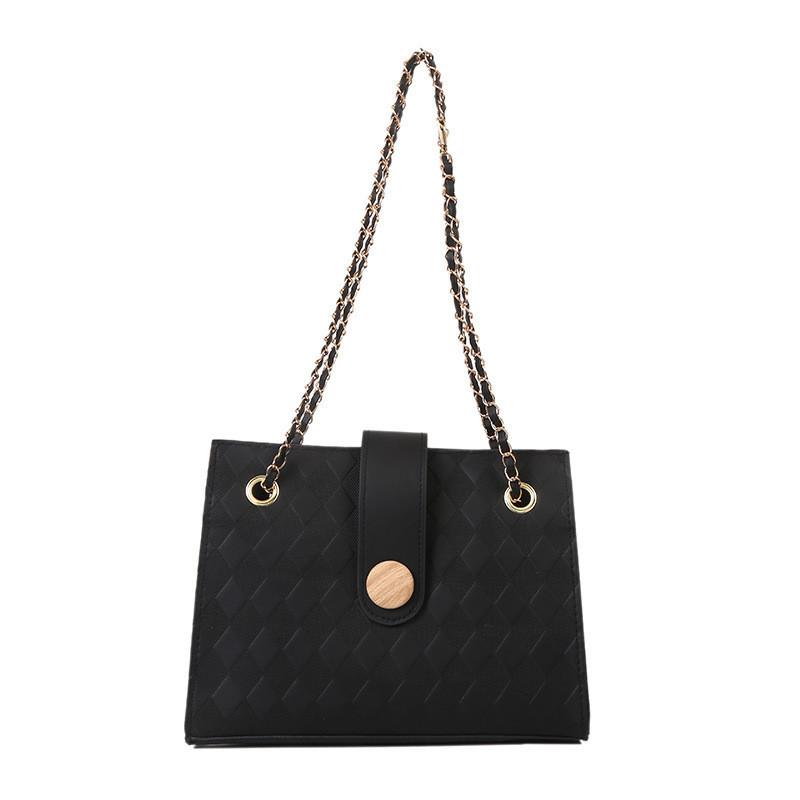 Fashionable Vintage Pattern Chain Shoulder Bag Versatile Pu Leather Crossbody Bag
