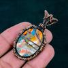 spiny oyster turquoise copper pendant handmade jewelry wire wrapped pendant gemstone jewelry rainbow moonstone pendant gift for father