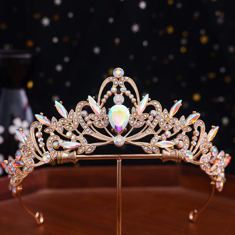 1pc Bridal Crown Tiara Alloy Black Vintage Baroque Rhinestone Crystal Wedding Dress Accessories Performance Hair Accessories