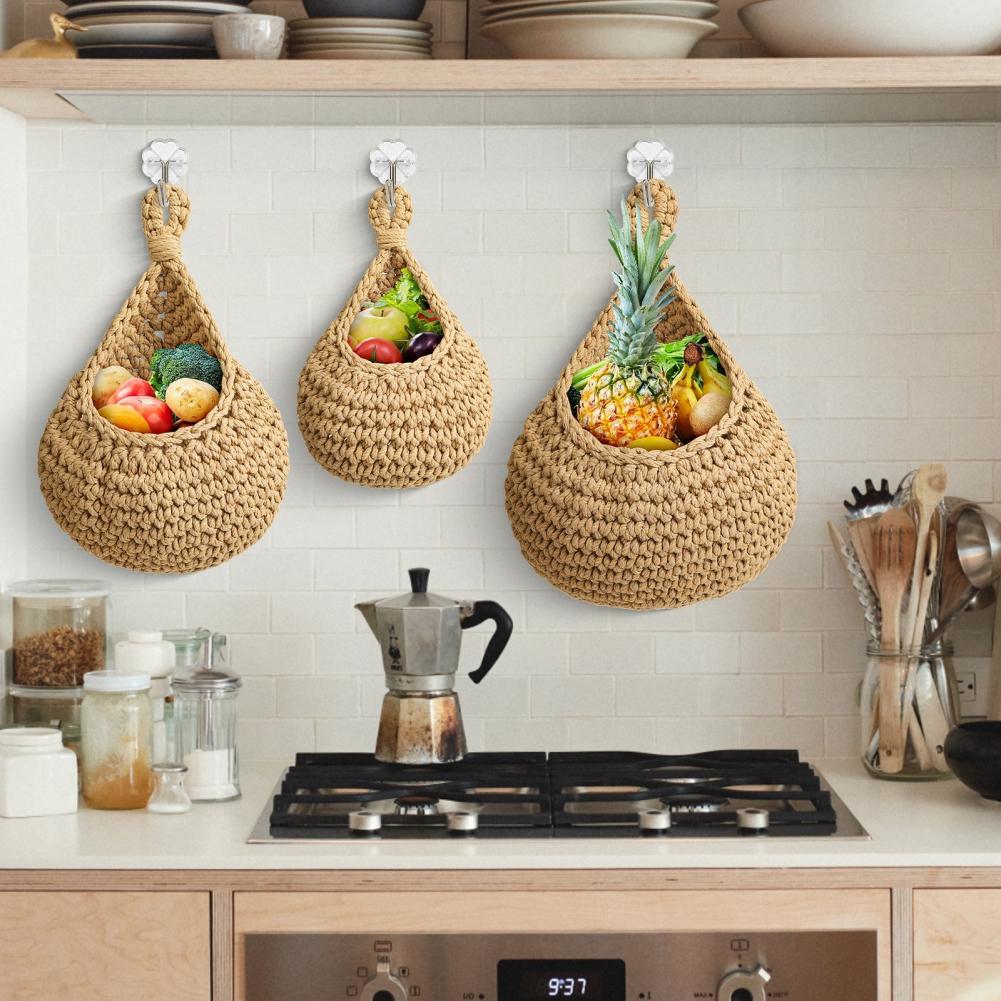 XS-XXL Borsa portaoggetti da parete Appesa a parete Cesti per frutta e verdura Borsa organizer Juta Eco a forma di goccia Organizer da cucina