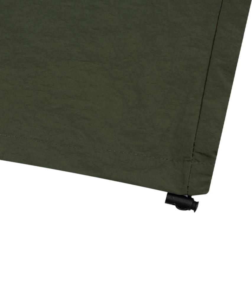 CREAM SODA LAB Wide Nylon Elastic Waist Big Pocket Cargo Pants Khaki
