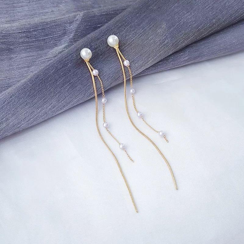 Vintage Glossy Arc Bar Long Tassel Drop Earrings for Women Gold Color Geometric Jewelry Luxury Hanging Pendientes