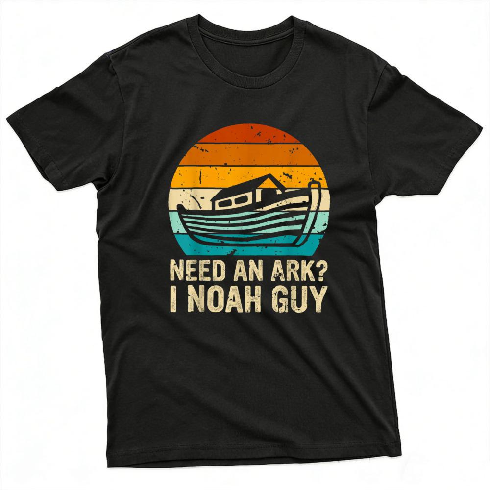 Need An Ark I Noah Guy Vintage Retro Sunset Noahs Ark Graphic T Shirt Unisex Cotton Funny Christian Bible Religious Faith Clothes