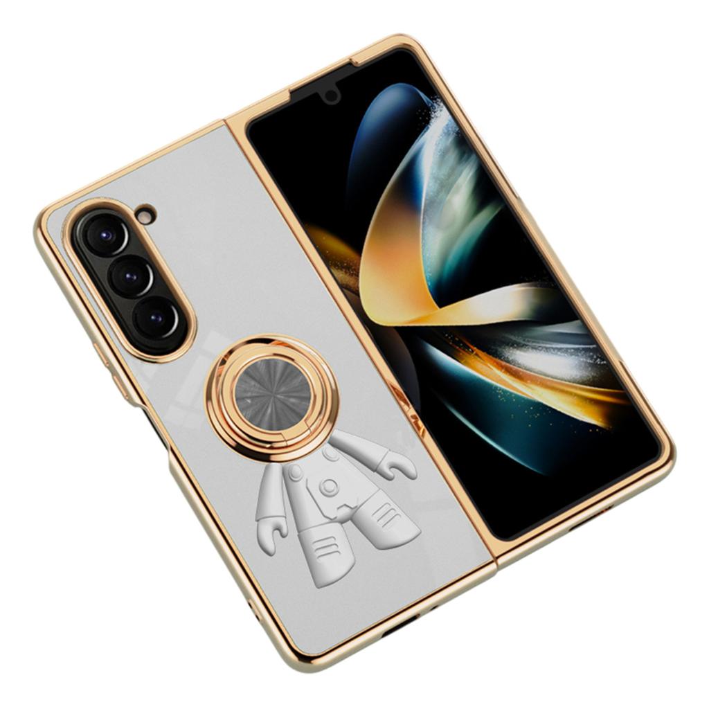 Für Samsung Galaxy Z Fold5 5G Hülle mit Astronautenring-Ständer 6D Galvanisierung TPU Handyhülle