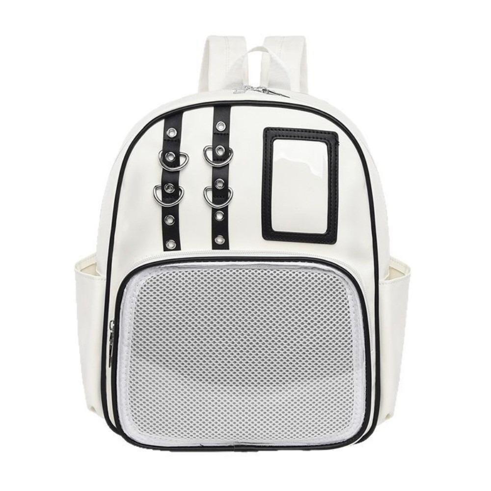 PU Transparent Rucksack Y2K Display Knapsack Kawaii Shoulder Bag Women белый