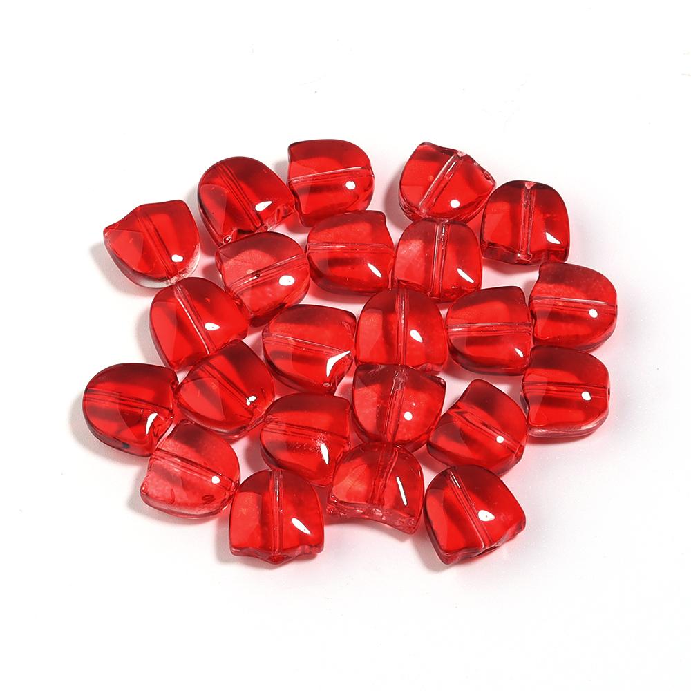 50pcs/lot Tulips Flower Lampwork Beads Leaf Glass Color Loose Beads for Jewelry Making DIY Bracelets Necklace Earring Supplies