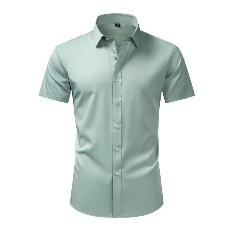 Men's White Slim Fit Short Sleeve Dress Shirt