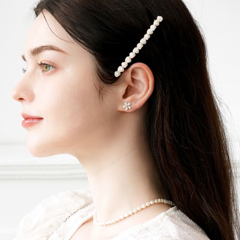Dana Burton White Rose Garden Hairpin