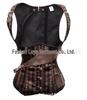 Gothic Black Leather Corset with Diamond Buckle & Wide Straps