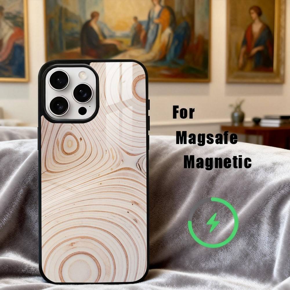 Art W-Wood G-Grain Natural Phone Case For iPhone17,16,15,14,13,12,11 Plus,Pro Max Magnetic For Magsafe Wireless Charging
