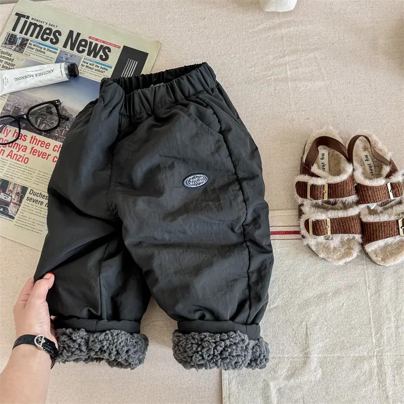 

Детские штаны Winter Plus Velvet Повседневные штаны для мальчиков Теплые брюки с хлопковой подкладкой для девочек 80 чёрный