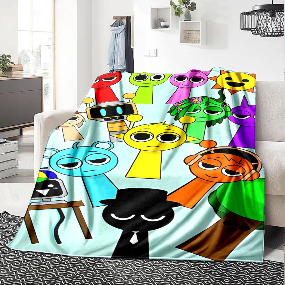 Coperta stampata a tema Sprunki - Perfetta per divano, letto, viaggi e uso all'aperto | Lavabile in lavatrice, accogliente e resistente.