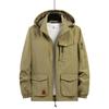 Spring and Autumn Outdoor Loose Large Size Middle Aged Men's Jacket, Detachable Hat, Waterproof Stormtrooper Jacket, Casual Windbreaker Jacket