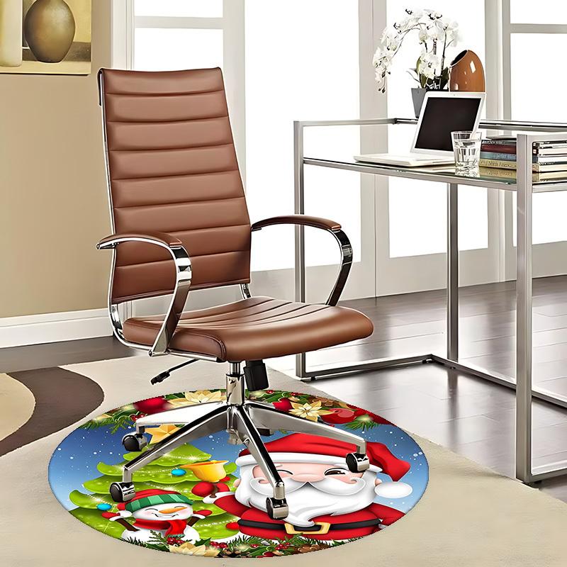 

1pc Christmas Santa Claus Snowman Chair Mat - Anime Cartoon Design, Non-Slip Carpet for Office Chair, Home Decor, Living Room, Bedroom, Game Room, Dor 80cm by 80cm