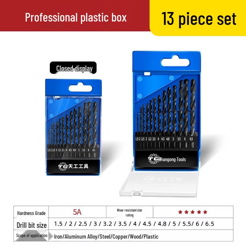 Tiangong Cobalt Twist Drill Bit Set for Stainless Steel, Mold Steel, and Cast Iron Drilling