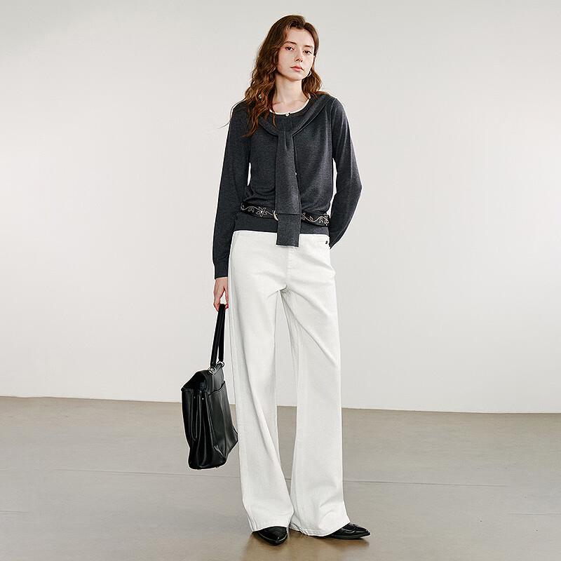 Chuyu Haut Tricoté Châle Faux Deux Pièces Color-Block pour Femme