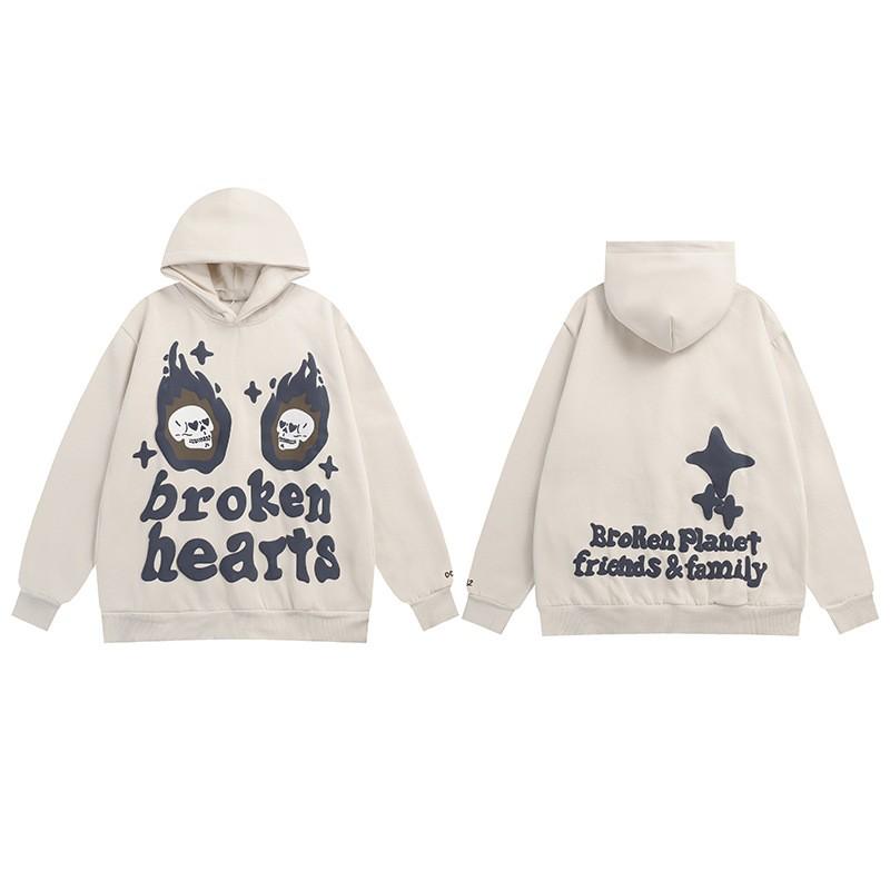 Mens Oversized Hoodie With Retro Moon Print Streetwear Sweatshirt Winter