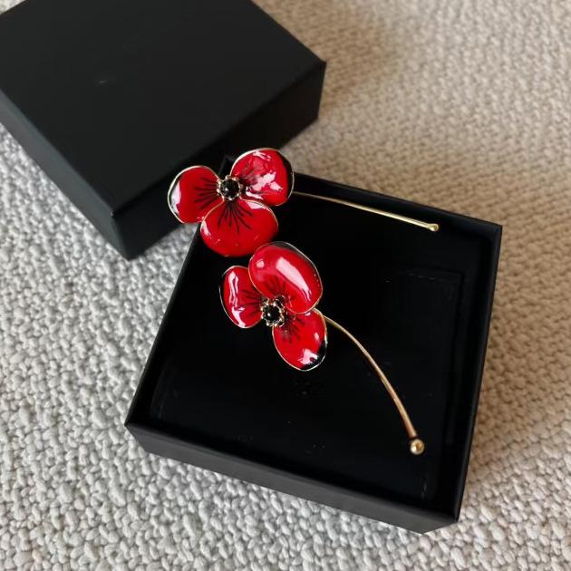 26 Colorful Glass Flower Earrings for Women Fragrant Grandma Light Luxury Fashion Earrings and Earrings