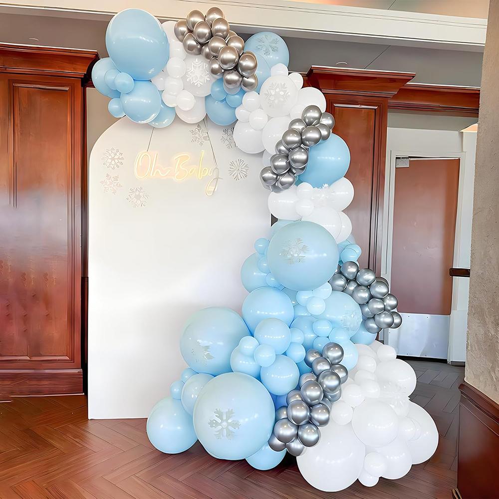 126PCS Baby Blue Balloons Garland White Blue Balloon Arch Kit Baby Shower Gender Reveal Home Birthday Party Decoration Globos