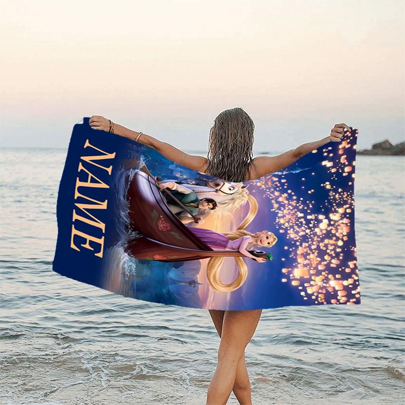 1pc Princess6 Beach Towel with Custom Name, Beach/Swimming/Bath/Picnic/Camping Towel, Suitable for Seaside Beaches