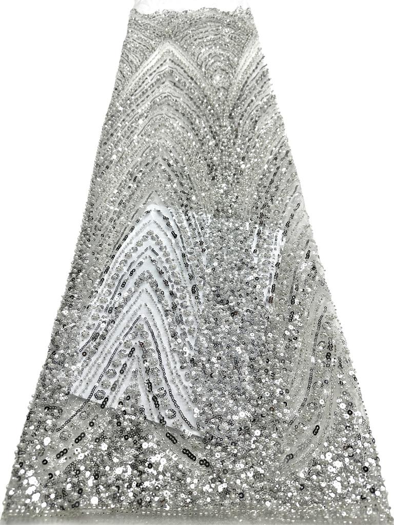 African Beaded Groom Lace Fabric 2026 High Quality Lace French Mesh with Sequins Nigerian Wedding Party Dress Fabric for Brides