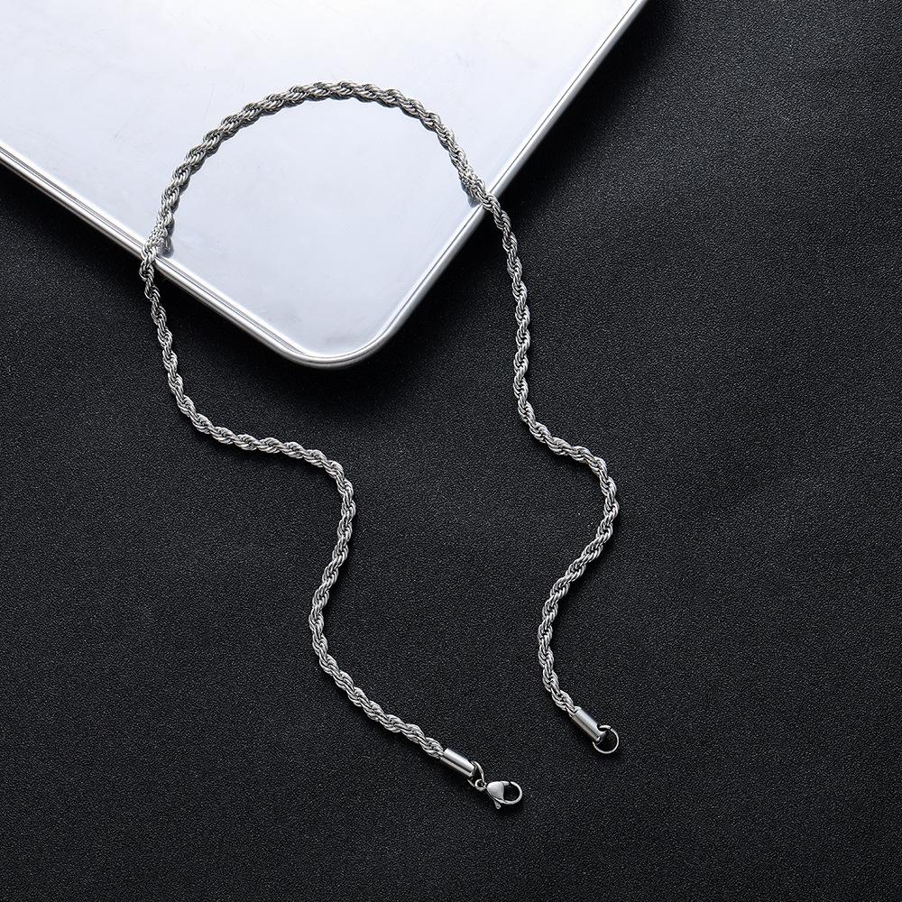 2Pcs Stainless Steel Cross Pendant Necklace For Men Titanium Steel Twisted Rope Box Chain Choker Women Punk Fashion Jewelry