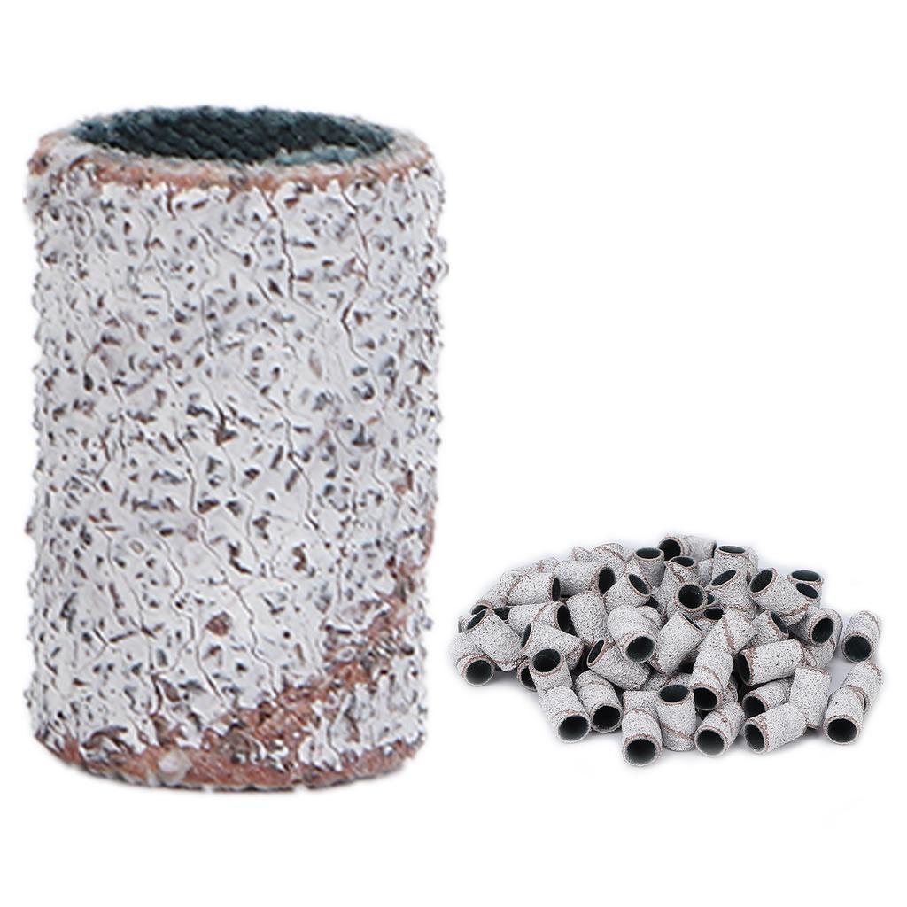 100pcs Nail Art Sanding Bands Professional Manicure Sanding Rings Nail Salon Tools White80#