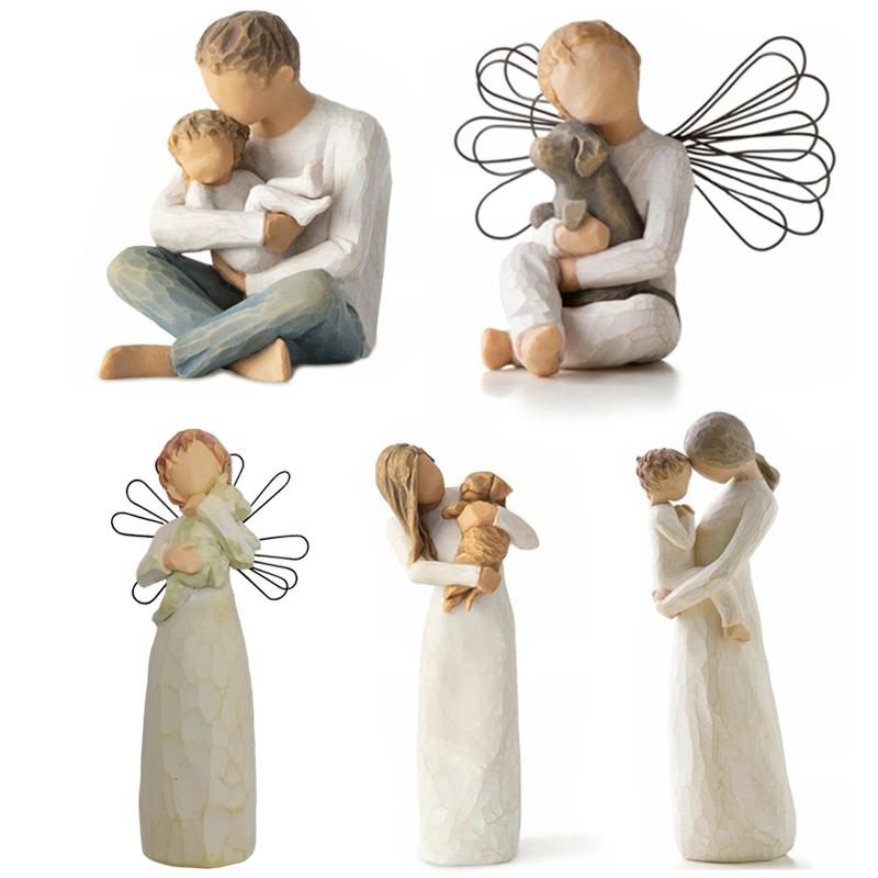 Figurka Mama i Syn Ozdoba Domowa Minimalistyczne Rzemiosło z Żywicy Tata i Dzieci Rzeźba Rodzic-Dziecko Dekoracja Stołu Prezent Świąteczny