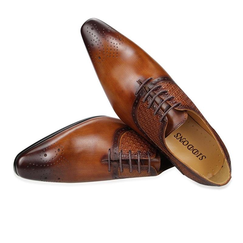 Fashion Elegant Wedding Party Shoes For Men Genuine Leather Handmade Oxfords Style Business Office Customized Brogue Shoes Made In China