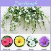 Lifelike Hanging Basket Of Artificial Fake Silk Morning Glory Flower Vine For Home Wall Decor