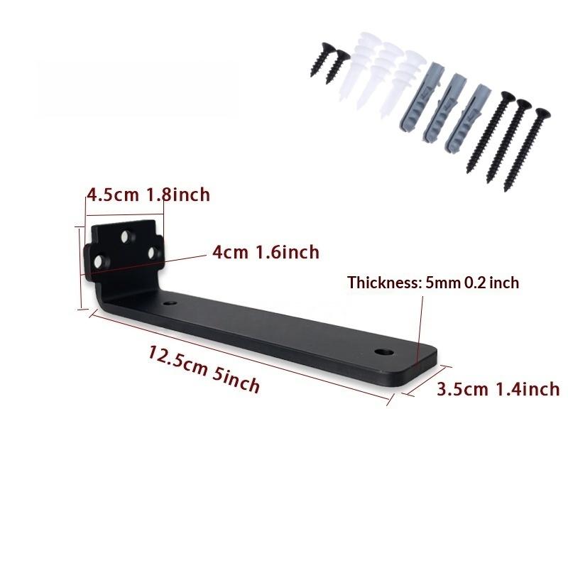 1 Set 5Mm Thicked Invisible L-Shaped Brackets Heavy Duty Cast Iron Floating Shelf Brackets For Kitchen Shelves Support