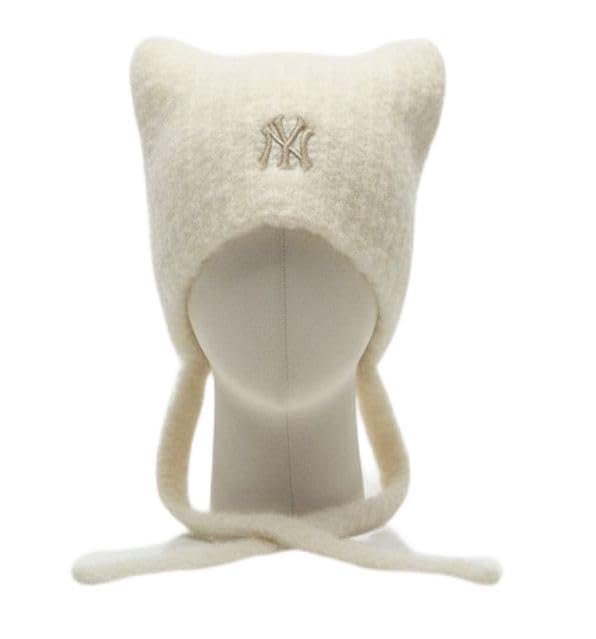 MLB Korea New York Yankees Korea Limited Edition Espa Favorite Knitted Cap with Cat Ears and Drawstring Karina s (Meow Beanie)