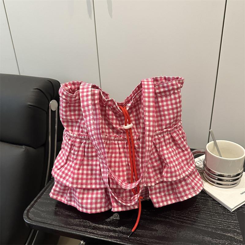 Fashion and Popular Plaid Commuter Simple Tote Bag Niche Design Armpit Bag Large Capacity Shoulder Bag