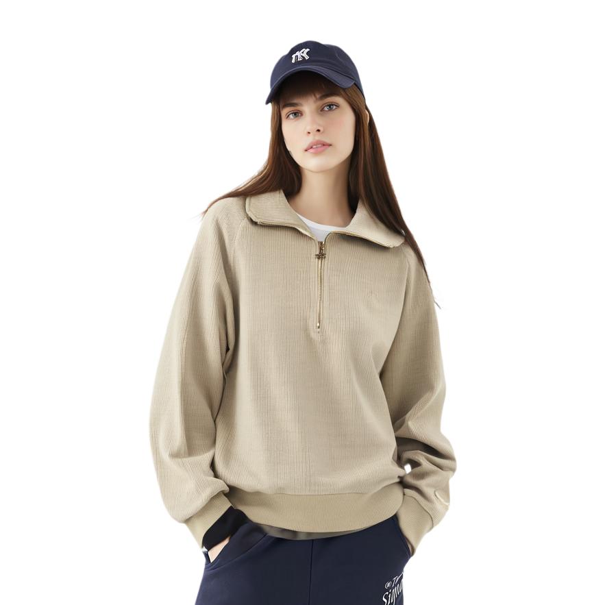 Li-Ning Sports Trend Series Solid Color Loose Pullover Sweatshirt Women Tops Light-Glazed-Brown AWDT832-5