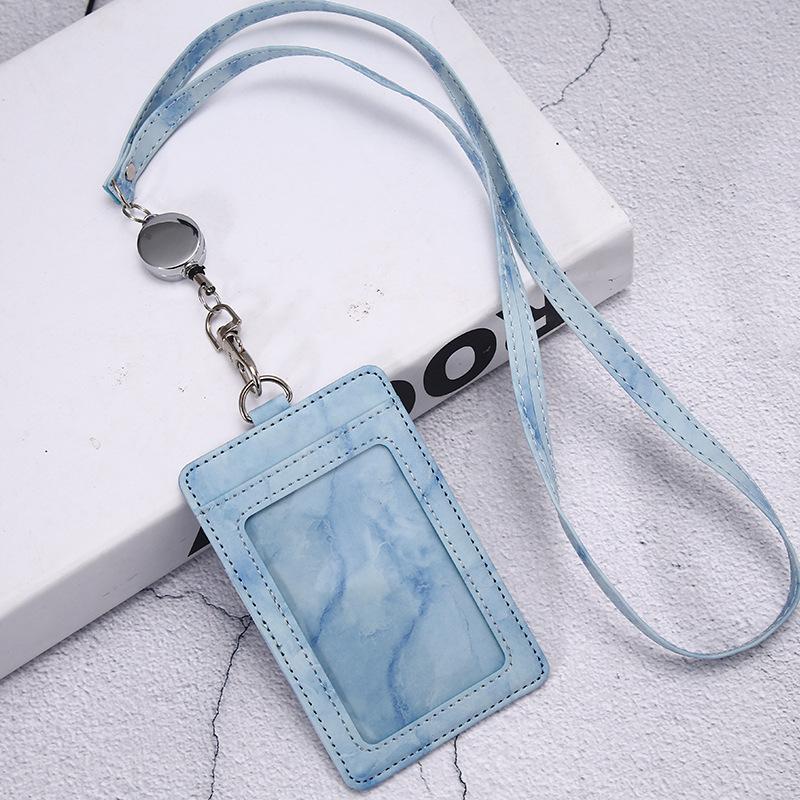 Jinbei Leather ID Card Badge Holder with Lanyard
