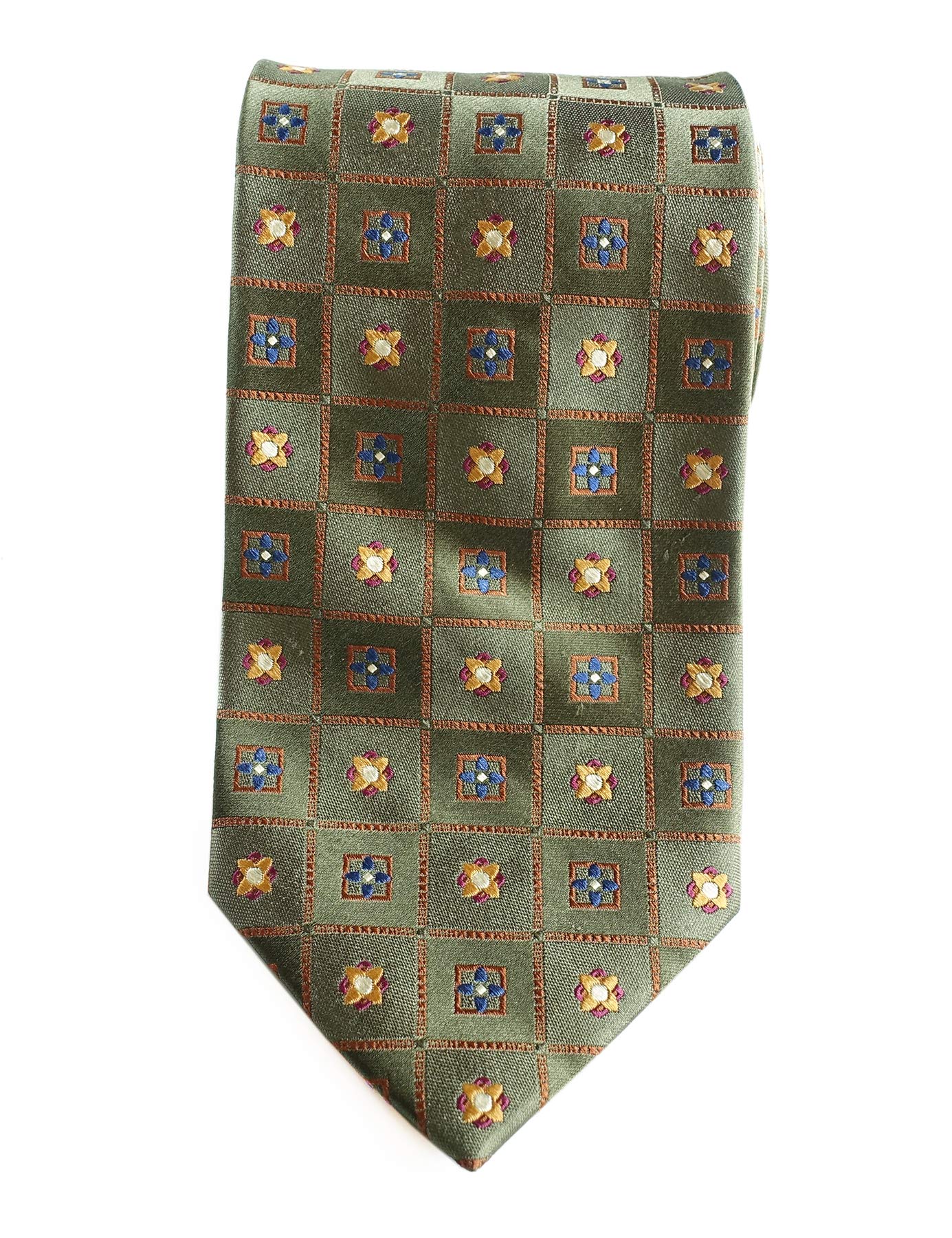 [Towergem] Мужской роскошный галстук, 100% шелк, зеленый цветочный узор