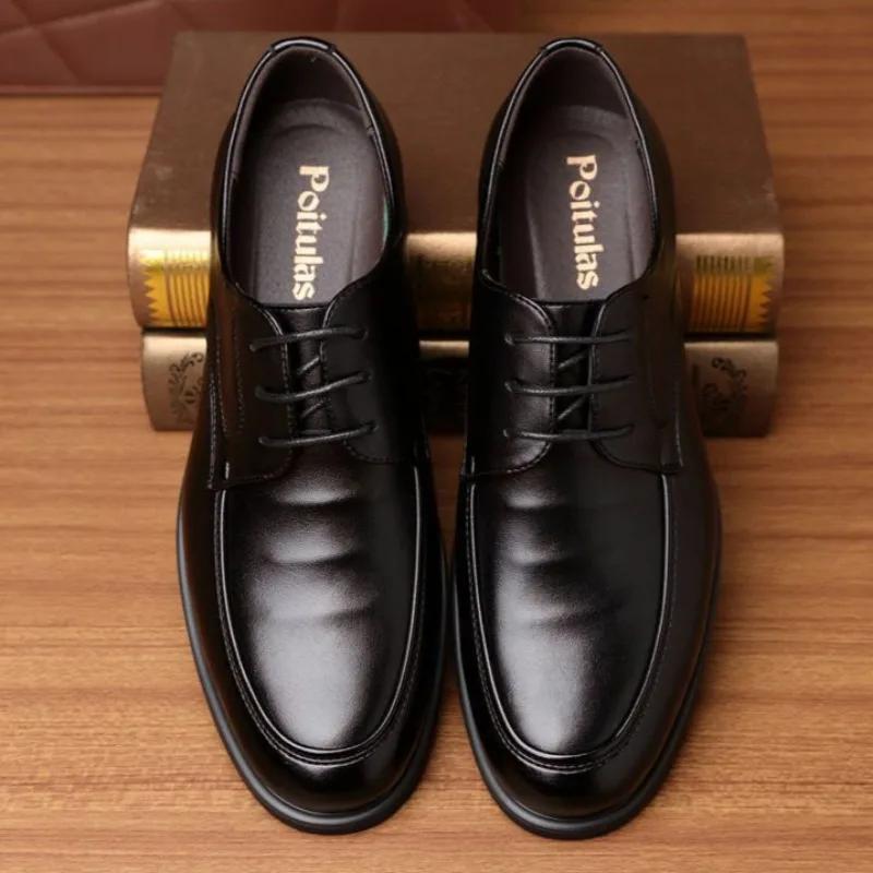 Fashion Lace Up Round Toe Male Casual Shoe Office Cowhide Social 2024 Trend New In Men's Leather Shoes Low Price Shipping Free Delivery
