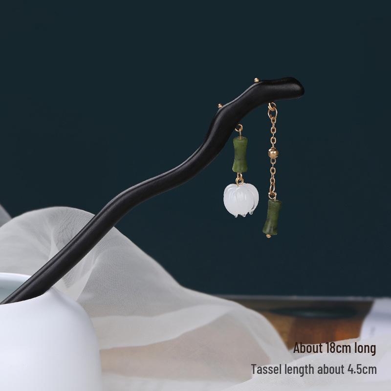 

Деревянная шпилька для волос «Ретро Магнолия» 2024 года с кисточкой из ландыша: Простой аксессуар для пучка для ханьфу и чонсама