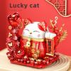 Funny Lucky Cat Building Blocks New Year's Festival Decorative Bricks Model With Lights Educational DIY Toys Gifts for Kids