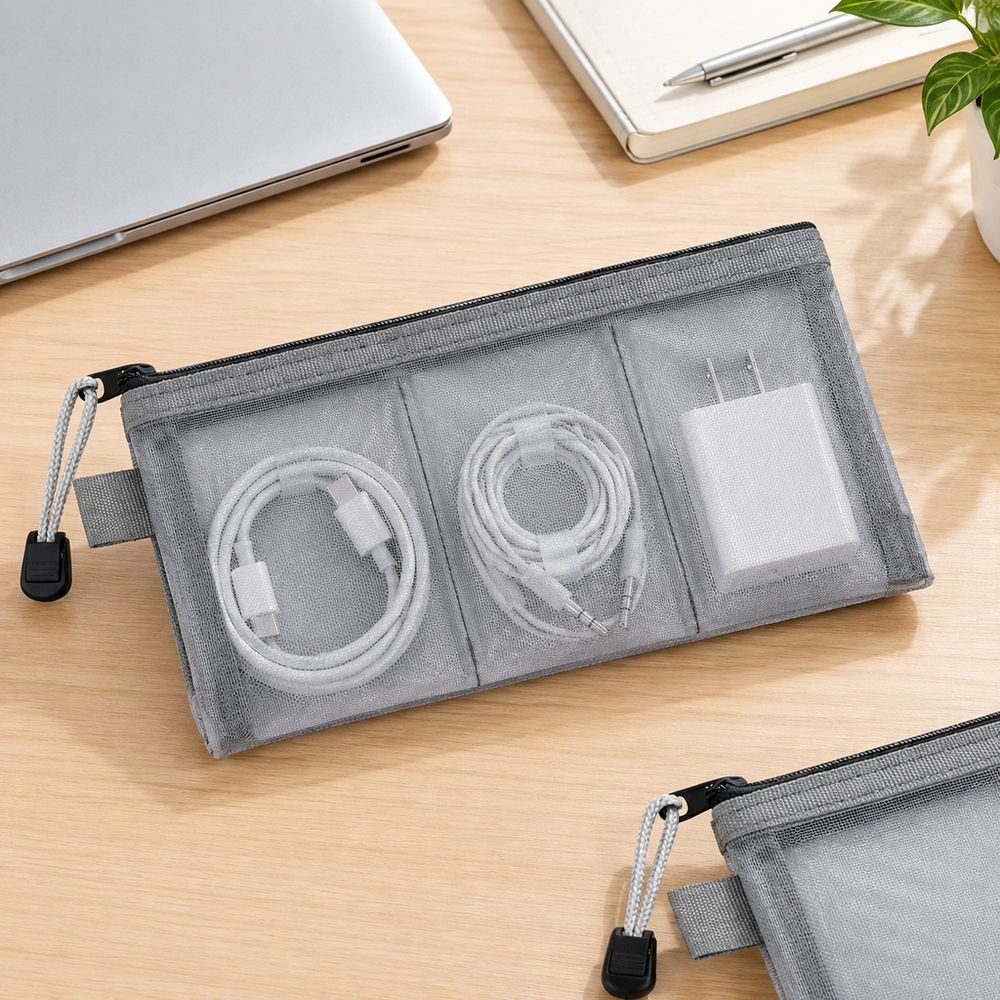 Mesh Fabric Electronics Organizer Pouch See Through Mesh Zipper Pouch Travel Organization
